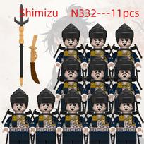Medieval Military Japanese Samurai Weapons Building Blocks Action Soldier Figures Sword Armor Helmet Flag Bow Bricks Toys Gifts black