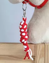 Pavadėlis hobi arkliukui, dviguba virvė, baltai raudonas