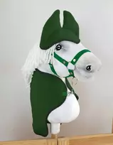 hobby horse žirgui rinkinys: žalia vilnonė antklodė ir ausinės