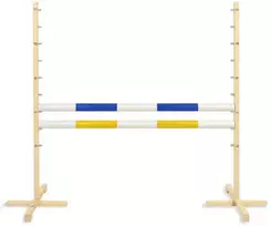 Šuolių kliūtis Hobby Horse su dviem skersiniais, mėlyna geltona