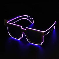 Novel Mosaic LED Glasses Wireless LED Light-up Glasses Glow in the Dark for Rave Party Funny Neon Rave Shades Flashing violetinė