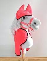 Rinkinys hobby horse rožinė fleece antklodė ir ausinukai