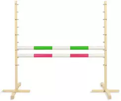 Šokinėjimo kliūtis hobby horse su žalia ir rožine kartimi