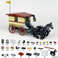 Middle Age Mini Action Figures Horse Royal Carriage Truck Car Kingdoms Prison Rescue Stable Animal Parts Building Kit Boys Toys
