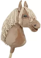 Medinis žirgas su kotu – palomino spalva