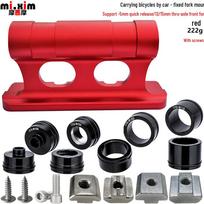 Car Roof Rack for Bicycles - Quick Release Thru-Axle Fork Mount Bracket B + 8 Screws (Boxed) raudona