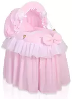 Lopšys lėlėms su gaubtu LITTLE PRINCESS rožinis – žaidimams ir rūpesčiui lėle.