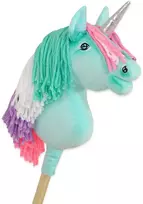 Hobby Horse vienaragis lazdoje su spalvota karčiene ir sidabriniu ragu