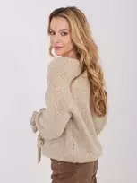 Megztinis moterims oversize tamsiai smėlio spalvos