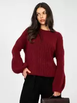 Moteriškas oversize megztinis bordo spalvos