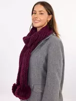 Šalikas tamsiai violetinis megztas su bumbulais Artisti Collection
