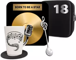 Froster Stilinga muzikos gerbėjo dovanų rinkinys „Born to Be a Star“, su puodeliu ir padėkliuku, elegantiškas