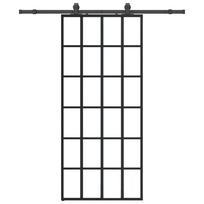 Sliding Door with Fittings Black 90 x 205 cm Tempered Glass