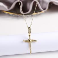 Gold-Plated Grim Reaper Zirconia Pendant Necklace Religious Cross Neck Choker Fashion  for Men Women Party Jewelry Accessories