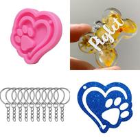 A52E Handmade Necklace Earrings UV Resin Mold Dogs Paws Pendants Silicone Molds DIY Crafts Dogs Paws Keychain Casting Mold China Mainland