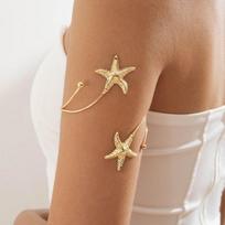 Vintage Bohemian Green Zircon Crystal Gold Leaf Upper Arm Cuff Bracelet for Women Adjustable Armlet Festival Party Jewelry