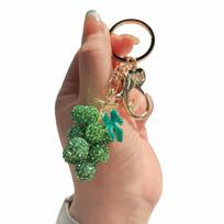 Car Keyring Crystal Fruit Grapes Keychain Cartoon Fruit Car Keyring Grapes Pendant  Car Decor