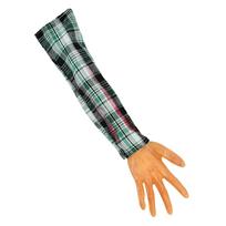 Bloody Fake Hand Scary Severed Hand Decorate Human Arm  Film Prop Checkered cloth