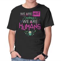 Unisex Crew Neck T-Shirt We Are Humans Graphic Short Sleeve Casual Tee L