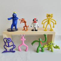 8 vnt./rinkinys Rainbow Friends 6-10 cm mini figūrėlė Žaidimo periferija Lėlės modelis Torto papuošimas Mėlyna Žalia Geltona