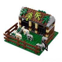 MOC Sheep Shed Building Blocks Toys City Farm Animals Blocks Toy Set Construction Toys for Children Birthday Gifts gray