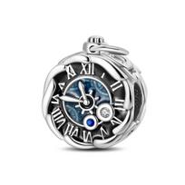 Plated 925 Silver Retro Pocket Watch Mysterious Vintage Charms Fit Original 925 Charms Bracelet Beads Jewelry Gifts for Women