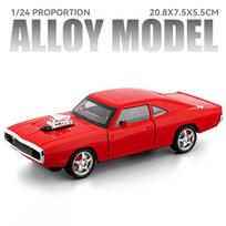 1/24 Dodge Charger Alloy Sports Car Model Diecast Metal Musle Racing Vehicles Car Model Simulation Sound and Light Kids Toy Gift raudona