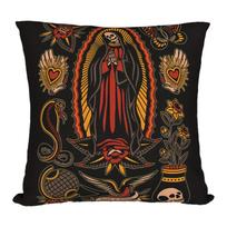 1Pc Grim Reaper Saint Tattoo Print Pillow Cover, 2D Double-Sided Polyester Cushion Case, Gothic Home Decor Pillowcase, Gift For Peach skin 18*18(CM)-1Pcs