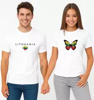 Baltų marškinėlių komplektas Lithuania-drugelis (juoda)