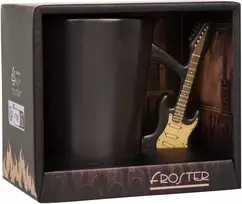 Froster Stilinga gitaristo formos keramikinė puodelė, muzikos mylėtojams, juoda matinė