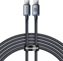 „Baseus CAJY000701 Crystal Shine“ serijos duomenų kabelis USB-C - USB-C 100W 2m Juodas (pažeista pakuotė)