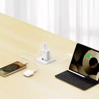 Įkroviklis Swissten Swissten Edge Travel Charger Edge GaN 2x USB-C PD 65W + 1x USB-A 18W QC baltas