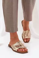 Odos imitacijos moteriškos šlepetės su kaspinu Step in style