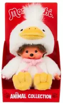 MONCHHICHI Pliušinė beždžionėlė su ančiuko kostiumu, 18 cm