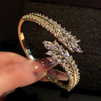 Švytinčio prabangumo kviečių varpos apyrankė su aukštos kokybės pojūčiu, elegantiška ir rafinuota nuotakos stiliaus apyrankė 17CM