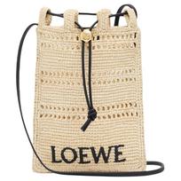 Loewe Drawstring Pocket Natural/Black Women Pouches White C756PHPX01-2165 Basic Set (Bag+Dust Bag)