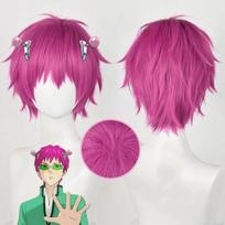 Anime Cosplay Perukas, Saiki Kusuo Rožinis Smailus Trumpas Plaukų Sintetinis Plaukų Gabalas Aukštos Temperatūros Pluošto