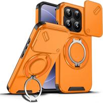 15T Case Heavy Duty Slide Camera Len Cover Rotating Stand Cover For Xiaomi Mi 14T Pro 17 Rugged Shockproof Phone Capa Funda Xiaomi 17 oranžinė