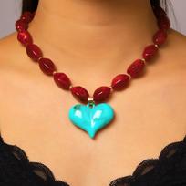 Exaggerated Dopamine Colored Resin Large Heart Pendant Irregular Beaded Necklace for Women Vacation-style Layered Jewelry Gifts