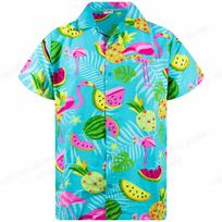 Flamingo Hawaiian Shirts Beach Summer Men's Shirt Tropic Leaf 3D Print Men Women Fashion Blouse Short Sleeve Vocation S