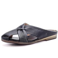 Real cowhide summer new fashion bag head flat-bottomed slippers women's beef tendon bottom soft bottom half slippers outer wear 35