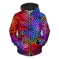 Cool Colorful Pattern Zip Hoodie Personality Street Harajuku Fashion Hooded Coat 3d Print Striped Dot 2026Spring New Hoodies S