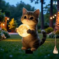2D Flat Neon Cat Garden Stake Cute Animal Outdoor Flowerbed Decor for Yard Creative Modern Art Sculpture A4