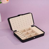 High-end Portable Jewelry Storage Box Exquisite Large Capacity Buttoned Jewelry Organizer Box Display Double-layer juoda