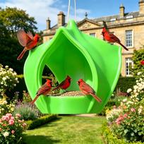 Plastic Wild Bird Feeder Birdhouse Bird Food Container Practical Hummingbird Feeder  Tree Hanging žalia