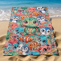 Quick Dry Microfiber Beach Towel Cute Sea Turtle Flamingo Printing Sand Free Swim Pool Blanket Ultra Soft Shower Towel For Kids 40X60CM