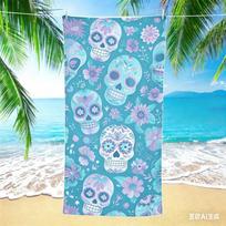 Sugar Skull Microfiber Beach Towel Day of the Dead Bath Towel Quick Dry Sand Free Swimming Blanket for Travel Seaside Pool 50x100cm