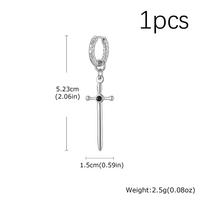 Vnox Stainless Steel Black Onyx Sword Huggie Hoop Earrings Punk Rock Dangle Earring for Men Women Couples Trendy Gothic Jewelry