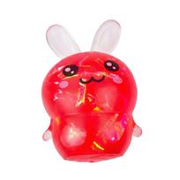 1PCS Squishy Bunny Stress Balls with Light Stress Relief Toy Girls Kids Fidget Toys Colorful Rabbit for Easter Basket Gifts One Size raudona