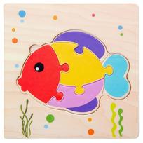 Fun 3D Wooden puzzle Safe Lifelike Animals Cognitive Jigsaw Puzzle Portable Cartoon Intelligence Puzzle Set Kid
